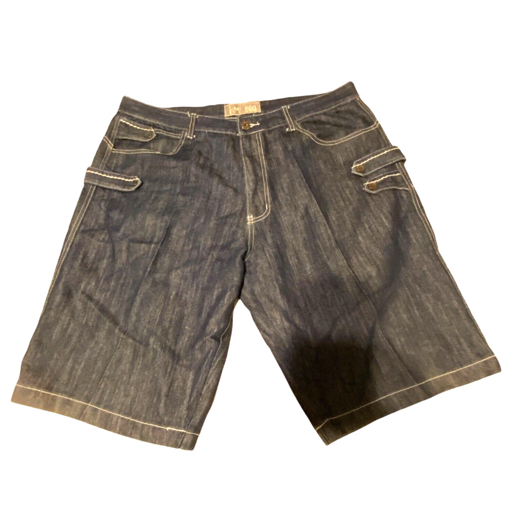 DNM Official Seven VII Mens 42W Denim‎ Shorts Blue Thick Thread Hip Hop